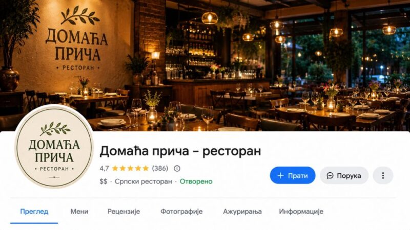 Google profil restorana sa ocenama, fotografijama, menijem i osnovnim informacijama